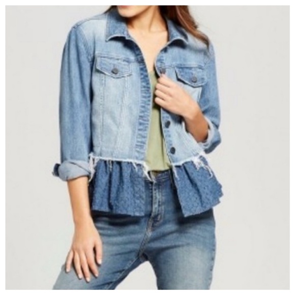 denim jacket with lace back